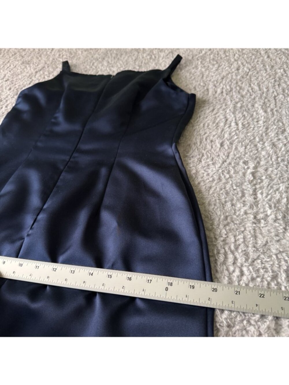 Evening Dress with Jacket Women's 10 Navy Blue Satin Sheath VTG MCM Design - USA - Picture 10 of 16